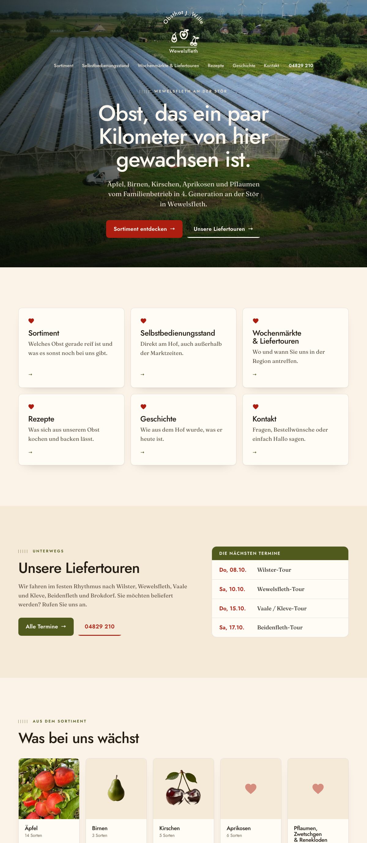 Obsthof Wille website, full home page